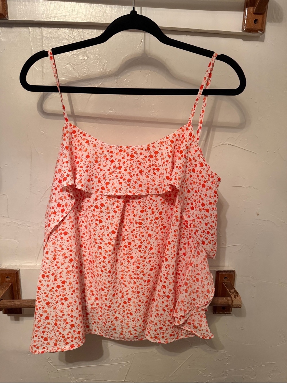 Pink Lily Orange Floral Ruffle Camisole